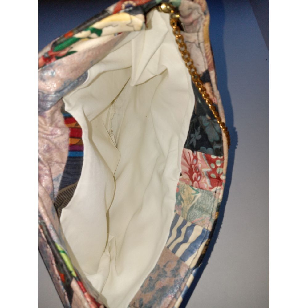 Vintage Y2k Boho Multi Colored Fabric Patchwork Chained Clutch Purse - Picture 10 of 12